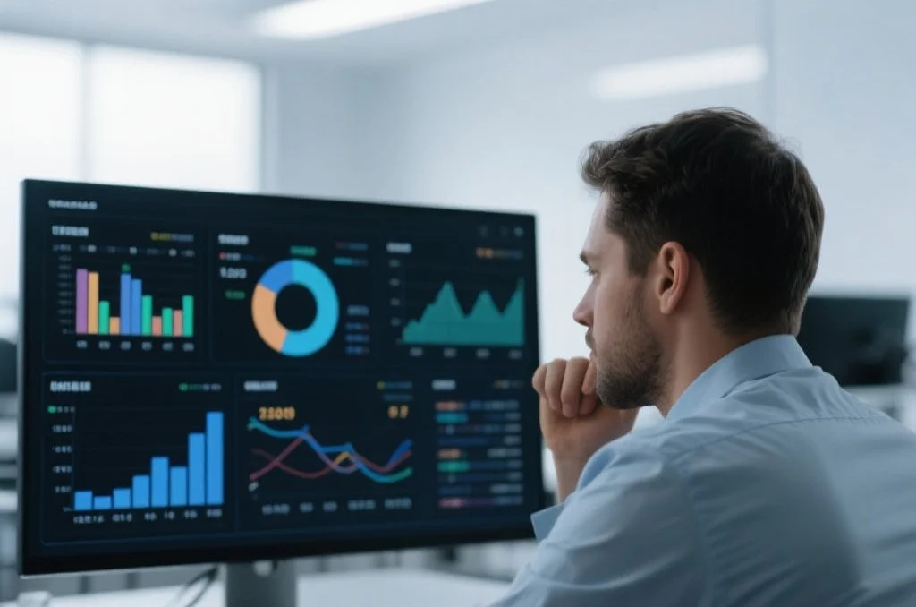 数据分析师观察数字频率图表